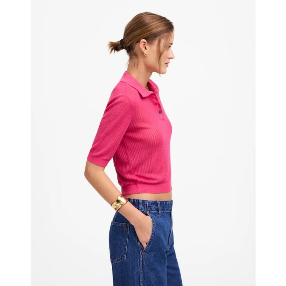 NWT Madewell Short-Sleeve Polo Sweater Tee - Picture 7 of 12
